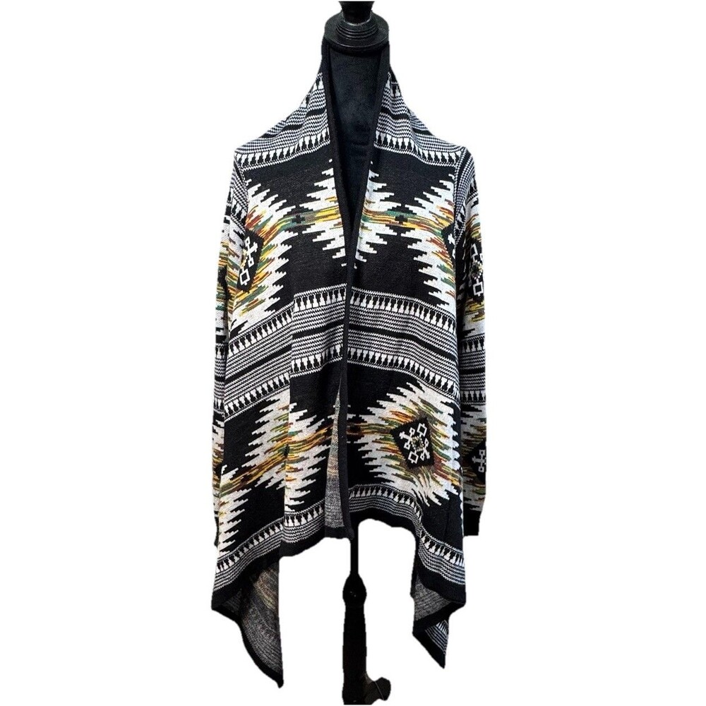 Ruff Hewn Woman Multicolor Asymmetrical Hem Southwestern Open Cardigan Size XL